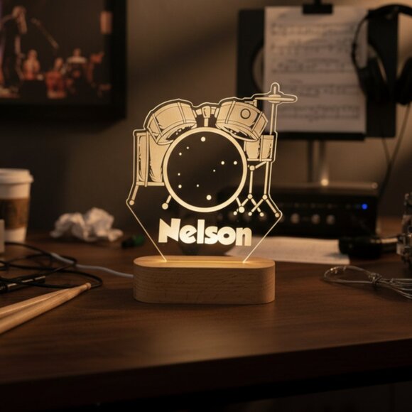 Drum Set Custom Name Light | Personalized LED Decor | Baby & Toddler Gift - Picture 8 of 8